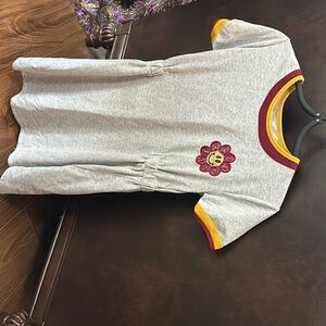 Gray, xl 13/14, dress, little girls, casual red and yellow embroidered trim